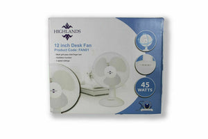 Highlands Desk Fan 3 Speed Silent & Compact Cooling Fan,12 Inch Oscillating Desk